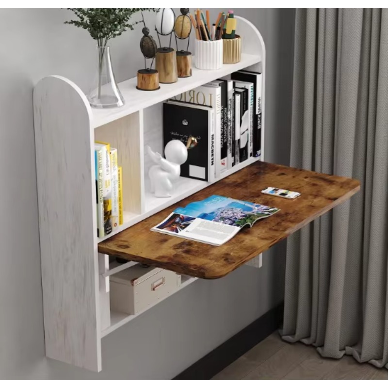 Wall Mounted Desk Fold - โต๊ะทำงานติดผนังในบ้าน, โต๊ะวางแล็ปท็อปแบบลอยตัว, โต๊ะพับพร้อมชั้นวาง