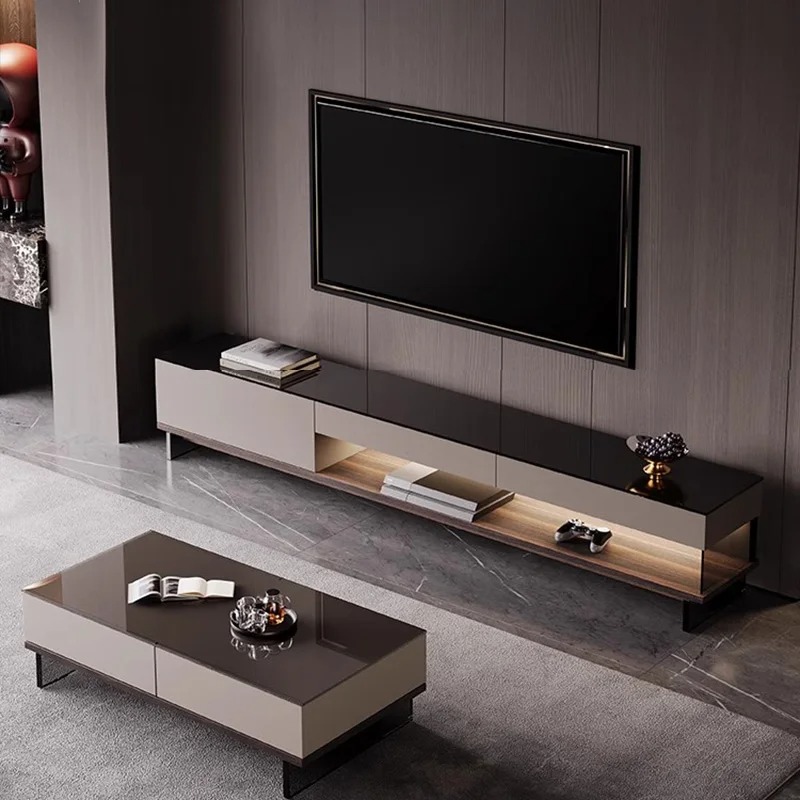 Office Furniture Services - ชั้นวางทีวีทันสมัยสำหรับห้องนั่งเล่น ทำจากไม้ พร้อมที่เก็บของ ดีไซน์หรูหรา สำหรับสำนักงาน โต๊ะวางทีวีอเนกประสงค์