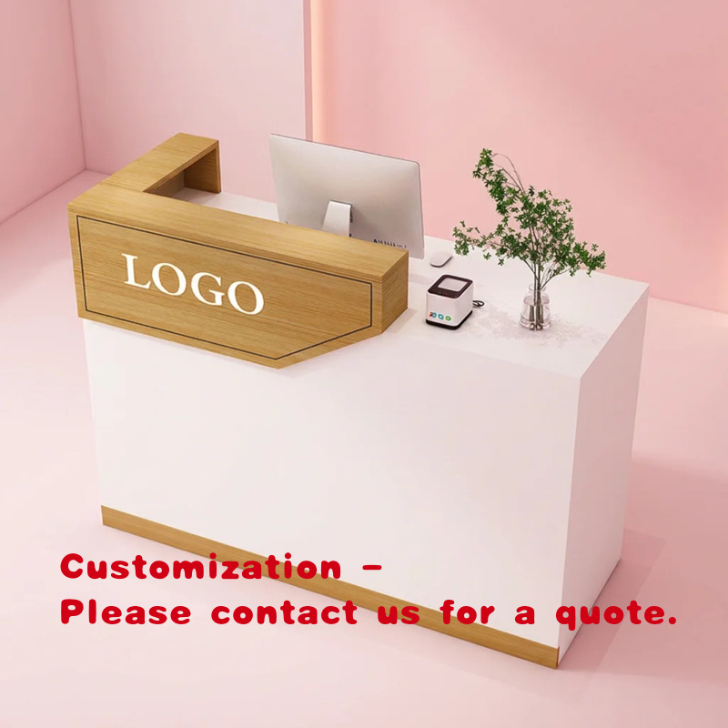 Office Furniture Table - เคาน์เตอร์ต้อนรับโรงแรมไม้แบบกำหนดเอง เคาน์เตอร์หน้าสำนักงานทันสมัย ขนาด 1 เมตร โต๊ะต้อนรับแบบกำหนดเอง