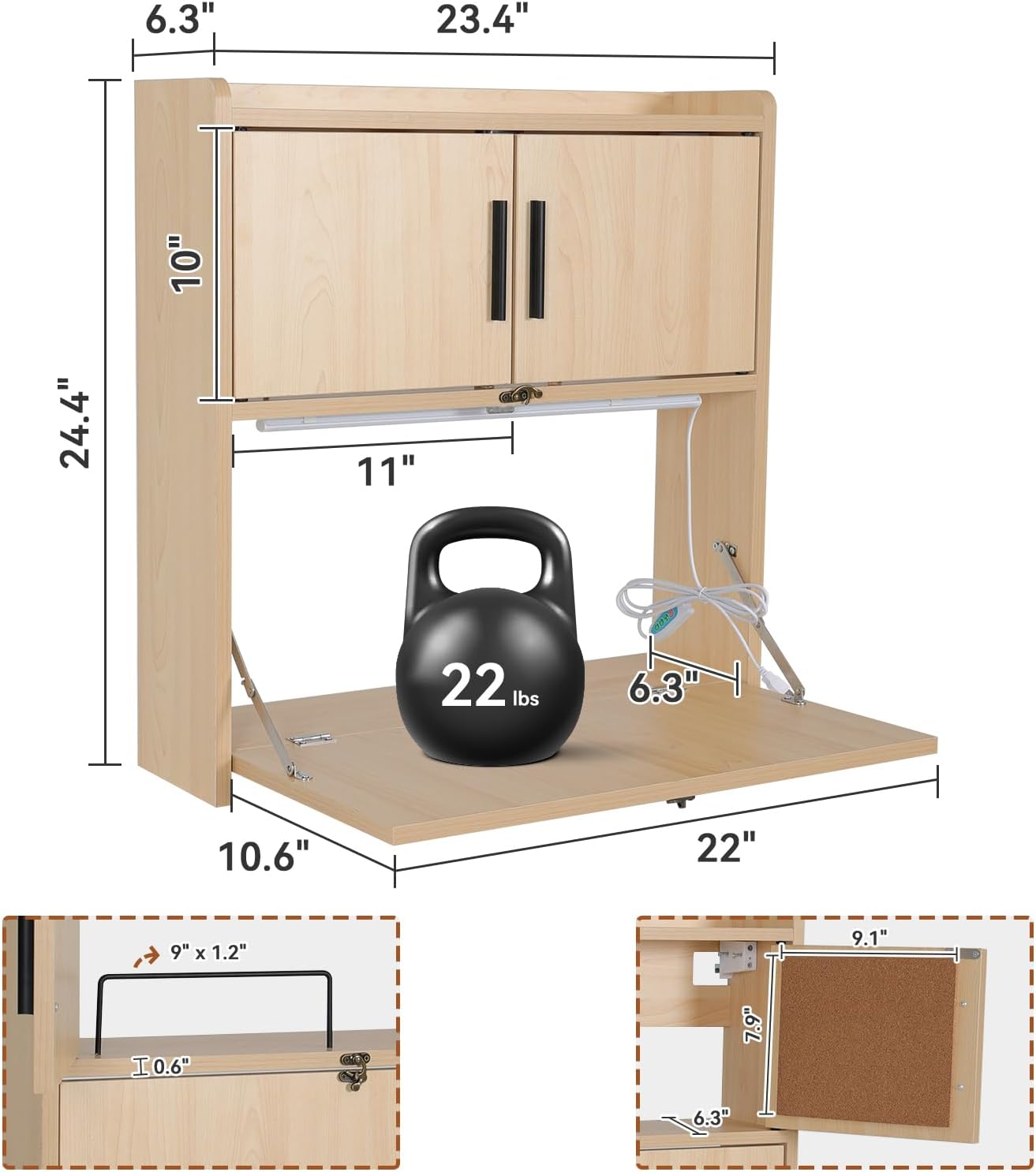 ARTETHYS โต๊ะติดผนังแบบพับได้พ - Wall Mounted Desk Fold บทวิจารณ์และราคา