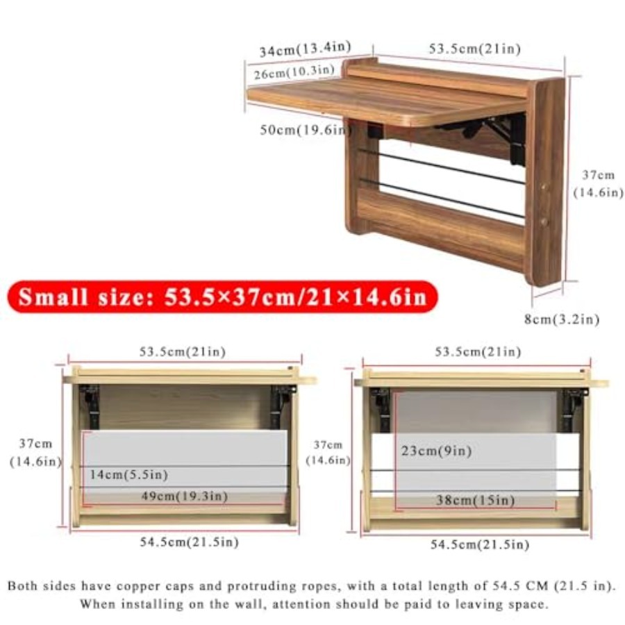 โต๊ะพับติดผนังขนาดเล็ก โต๊ะไม้ - Wall Mounted Desk Fold บทวิจารณ์และราคา